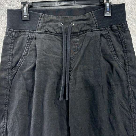 Athleta Reverie Black Linen Pants Womens Size 6 Lagenlook Loose Relaxed Casual - Picture 2 of 16